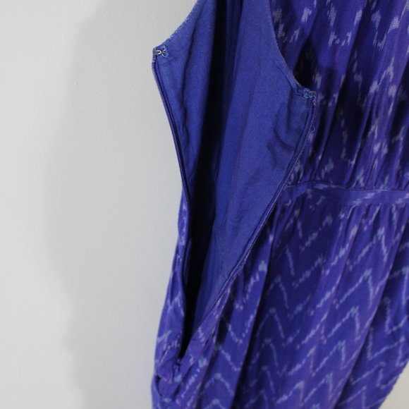 Gap A-line Triangle Cut Out Neckline Dress - Size Large, Majorca Blue, Side Zip - Picture 12 of 15